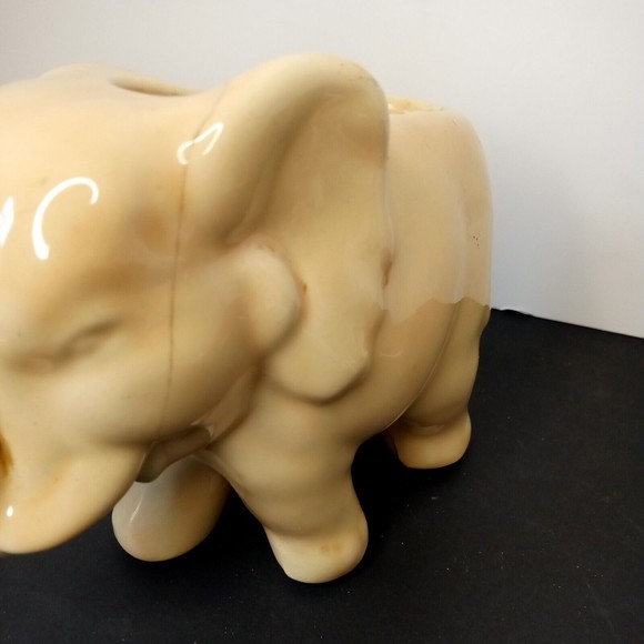 Vintage USA Elephant With Trunk Up Ceramic Planter - Picture 5 of 13